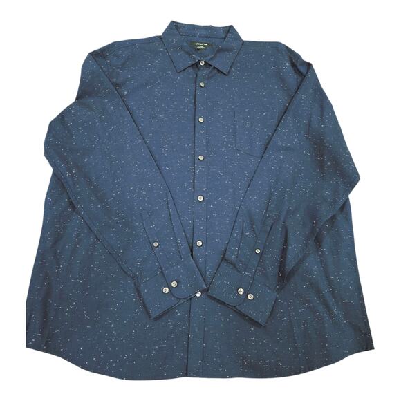 Claiborne Men's Blue with White Speckles Casual  Shirt Size 2XL - Picture 2 of 5